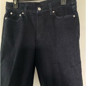 Denim & Co Dark Indigo Roll Up Jean Shorts  10” Inseam